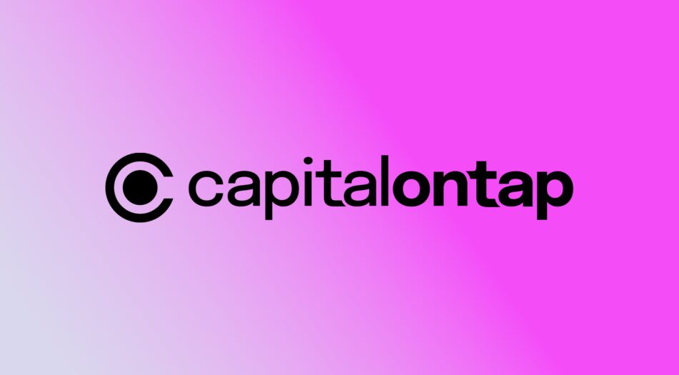 Logo of 'capitalontap' displayed on a gradient background transitioning from light blue on the left to pink on the right.