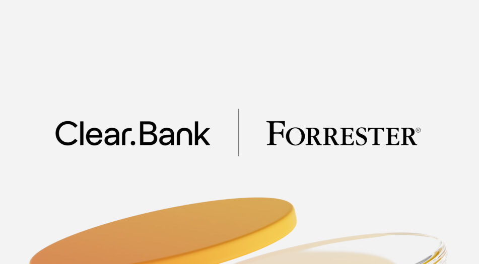 Logos of Clear.Bank and Forrester displayed side by side, with Clear.Bank on the left and Forrester on the right.
