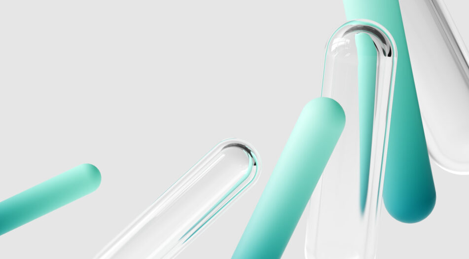 A collection of elongated, cylindrical objects with rounded ends floating against a light gray background.